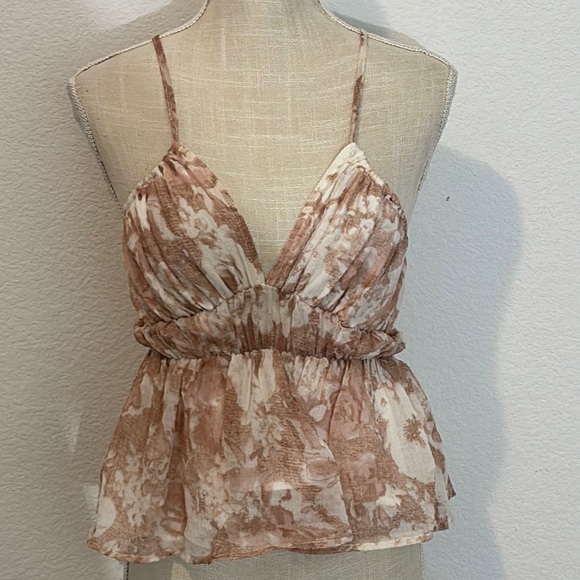 NWT By Together Mauve/Wht Floral Spaghetti Strap Baby Doll Halter Top Size Small - Picture 1 of 10